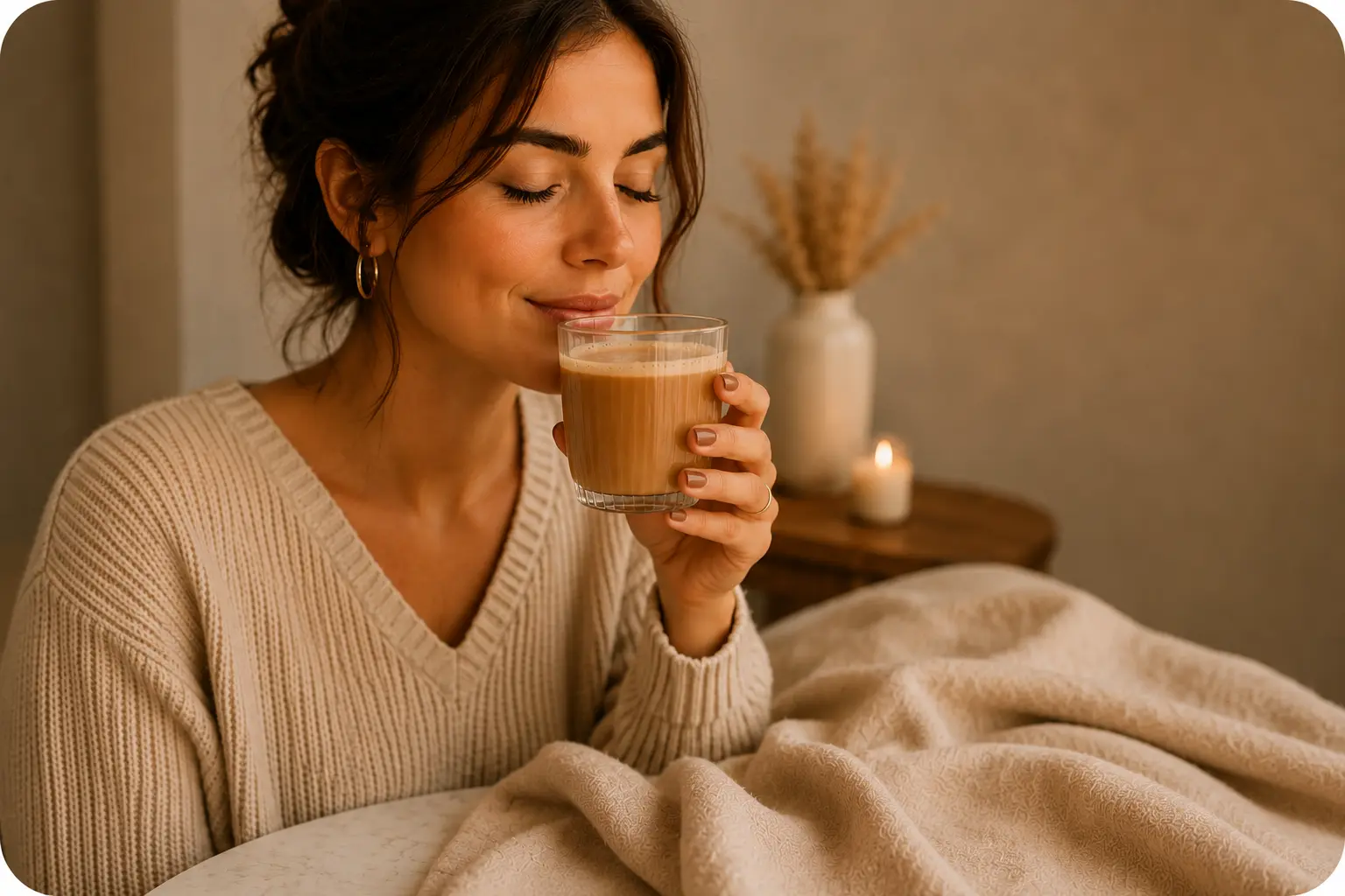 Enjoying a warm mushroom coffee ritual