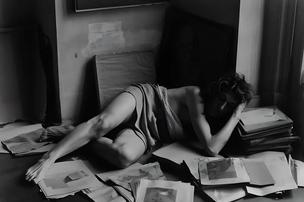woman resting papers