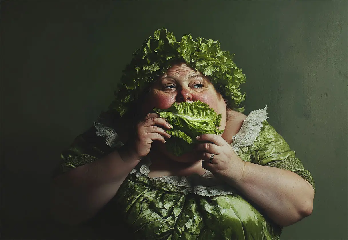 plussize woman eating lettuce2